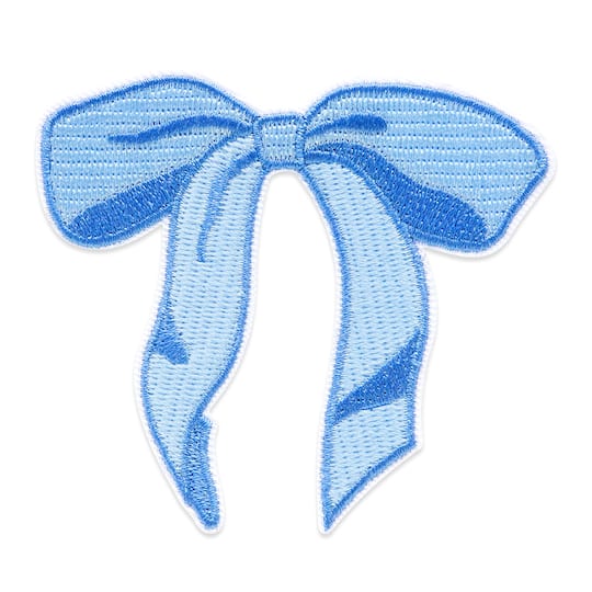 Summer Blue Bow Iron-On & Adhesive Embroidered Patch by Make Market®